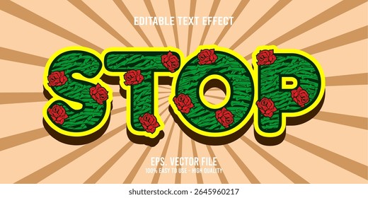 Editable text effect STOP word art typography illustration template style premium vector