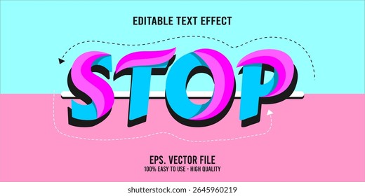 Editable text effect STOP word art typography illustration template style premium vector