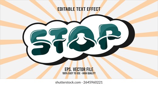 Editable text effect STOP word art typography illustration template style premium vector