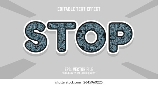 Editable text effect STOP word art typography illustration template style premium vector