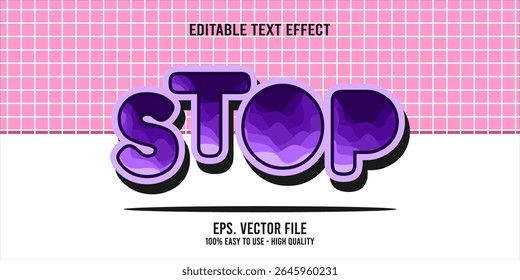 Editable text effect STOP word art typography illustration template style premium vector