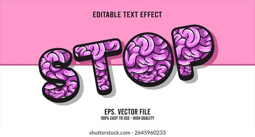 Editable text effect STOP word art typography illustration template style premium vector