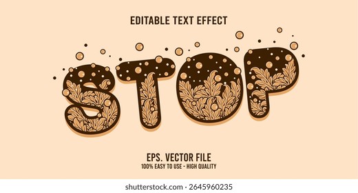 Editable text effect STOP word art typography illustration template style premium vector