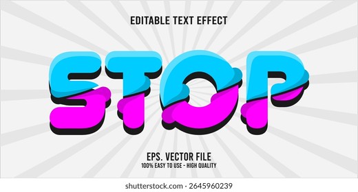 Editable text effect STOP word art typography illustration template style premium vector