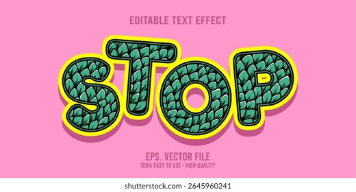 Editable text effect STOP word art typography illustration template style premium vector