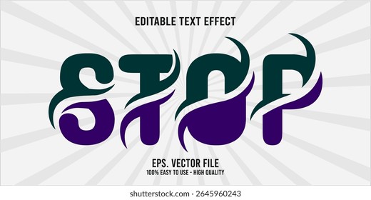 Editable text effect STOP word art typography illustration template style premium vector