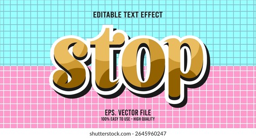 Editable text effect STOP word art typography illustration template style premium vector