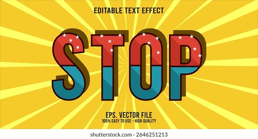 Editable text effect STOP word art typography illustration template style premium vector
