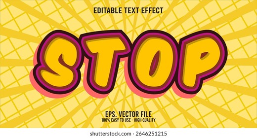 Editable text effect STOP word art typography illustration template style premium vector