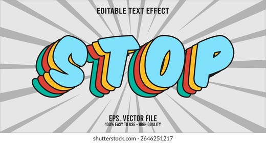 Editable text effect STOP word art typography illustration template style premium vector