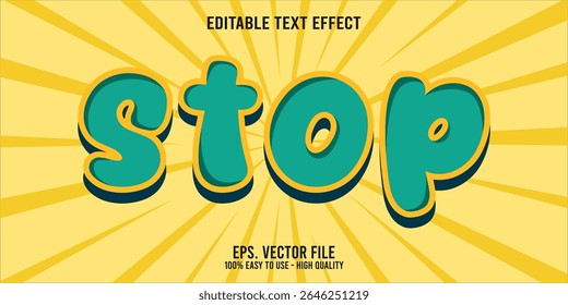 Editable text effect STOP word art typography illustration template style premium vector