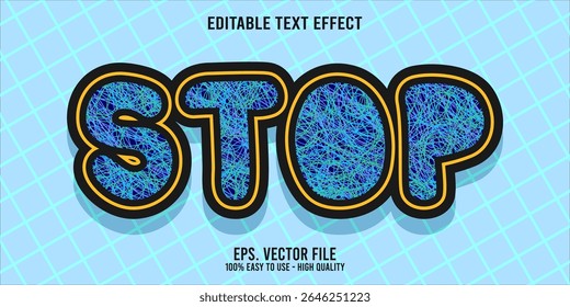Editable text effect STOP word art typography illustration template style premium vector