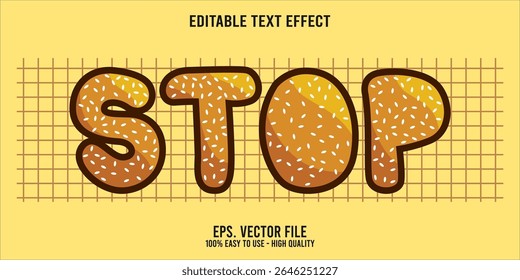 Editable text effect STOP word art typography illustration template style premium vector