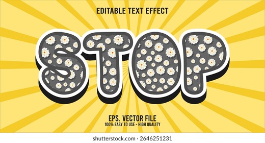 Editable text effect STOP word art typography illustration template style premium vector