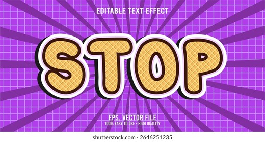 Editable text effect STOP word art typography illustration template style premium vector