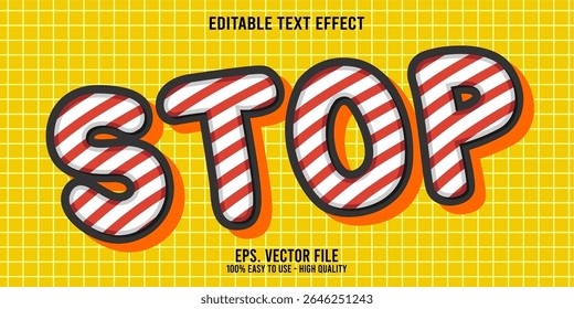 Editable text effect STOP word art typography illustration template style premium vector
