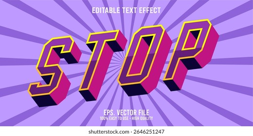 Editable text effect STOP word art typography illustration template style premium vector