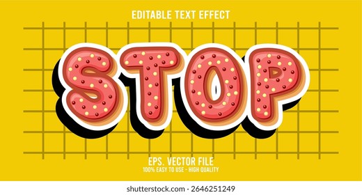 Editable text effect STOP word art typography illustration template style premium vector