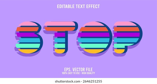 Editable text effect STOP word art typography illustration template style premium vector