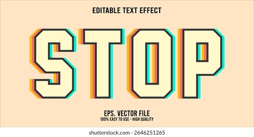 Editable text effect STOP word art typography illustration template style premium vector
