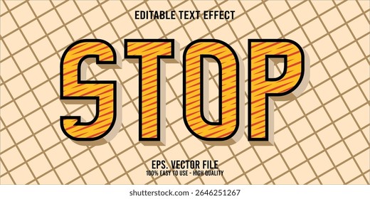 Editable text effect STOP word art typography illustration template style premium vector