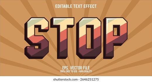 Editable text effect STOP word art typography illustration template style premium vector