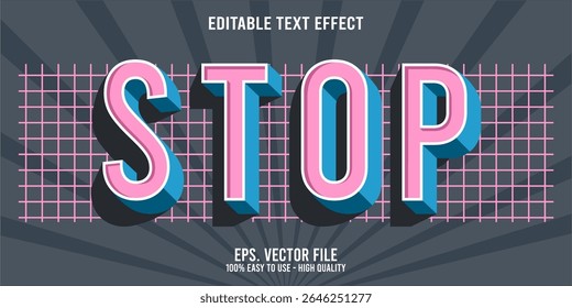 Editable text effect STOP word art typography illustration template style premium vector