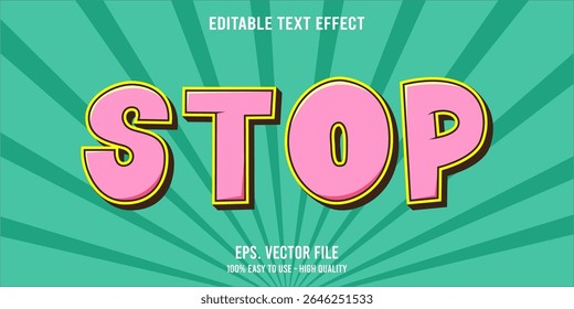 Editable text effect STOP word art typography illustration template style premium vector