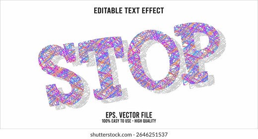 Editable text effect STOP word art typography illustration template style premium vector