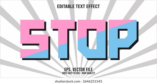 Editable text effect STOP word art typography illustration template style premium vector