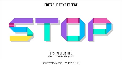 Editable text effect STOP word art typography illustration template style premium vector