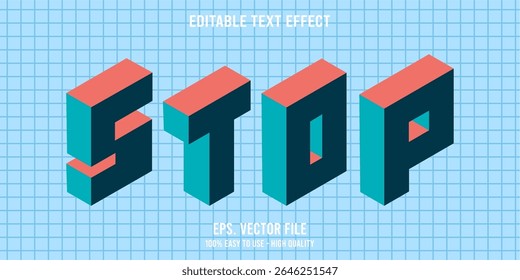 Editable text effect STOP word art typography illustration template style premium vector