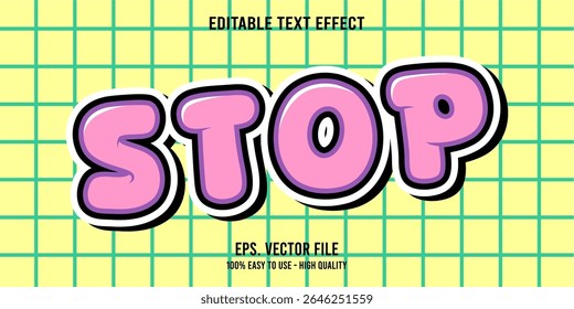 Editable text effect STOP word art typography illustration template style premium vector