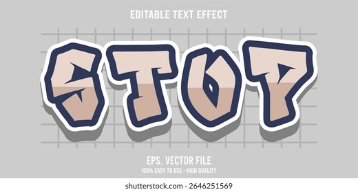 Editable text effect STOP word art typography illustration template style premium vector