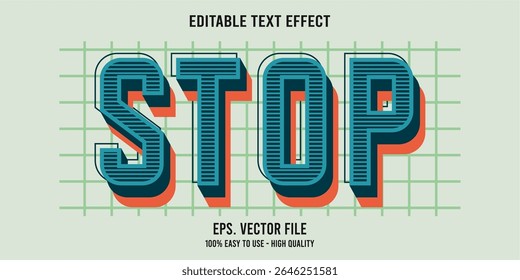 Editable text effect STOP word art typography illustration template style premium vector