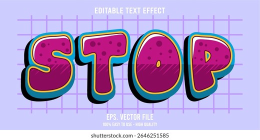 Editable text effect STOP word art typography illustration template style premium vector