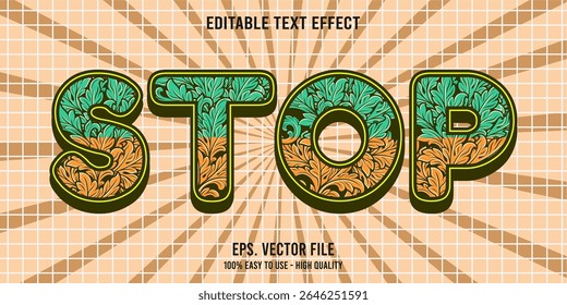 Editable text effect STOP word art typography illustration template style premium vector