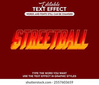 Editable text effect street ball theme
