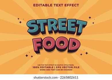 Editable text effect Street Food 3d Cartoon template style premium vector