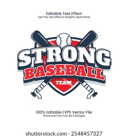 Editable text effect - Strong Baseball Team emblem customized vintage style