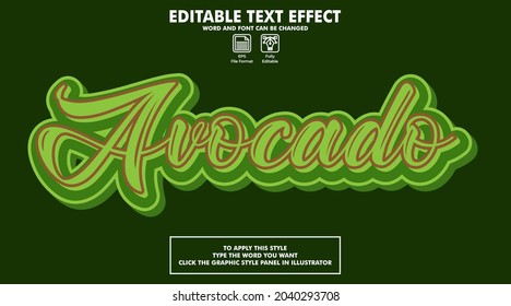 Editable text effect style avocado