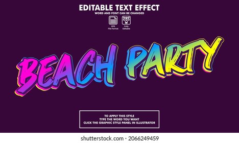 Editable text effect style beach party