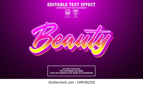 Editable text effect style beauty