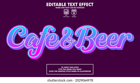 Editable text effect style cafe and beer