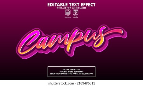 Editable text effect style campus