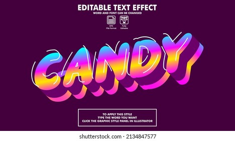 Editable text effect style candy