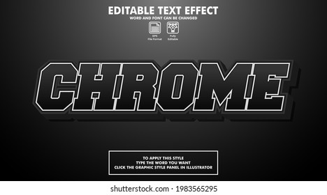 Editable text effect style chrome. Graphic style.