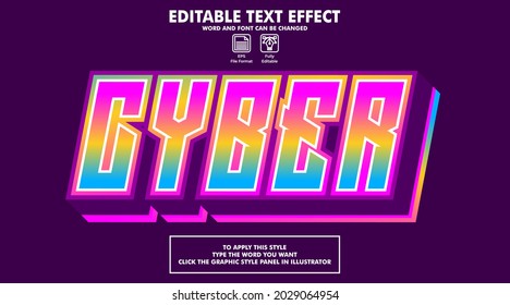 Editable text effect style cyber