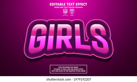 Editable text effect style esport girls