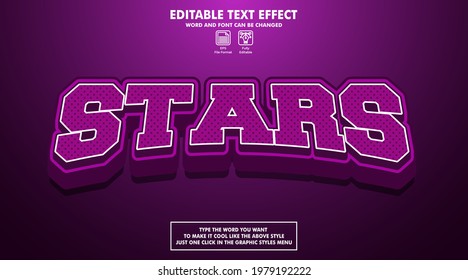 Editable text effect style esport stars